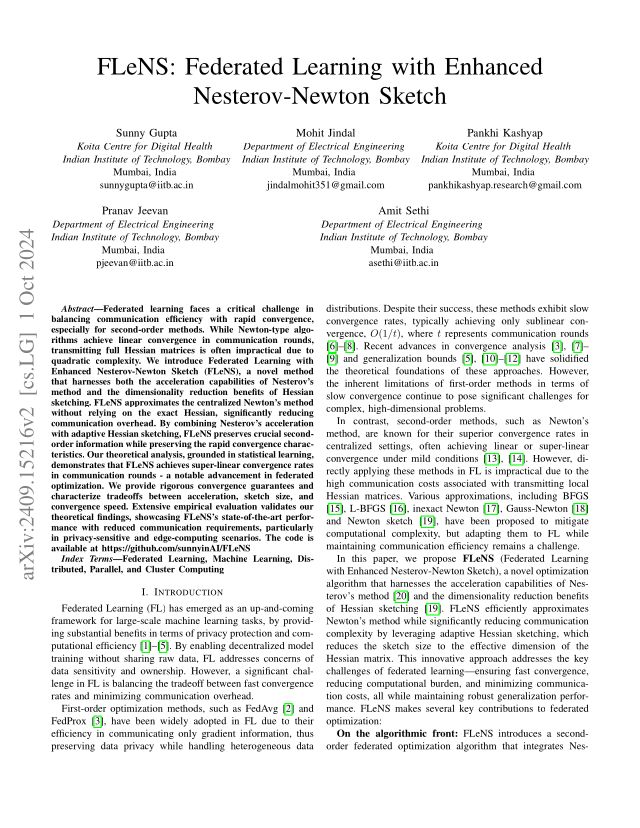 FLeNS: Federated Learning with Enhanced Nesterov-Newton Sketch