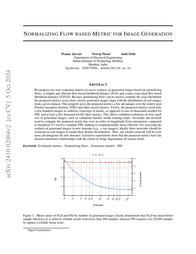 Normalizing Flow Based Metric for Image Generation
