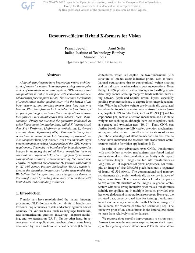 Resource-Efficient Hybrid X-Formers for Vision